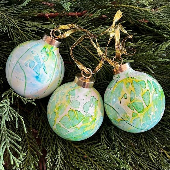 HANDCRAFTED Hand-Painted Porcelain Ornament (Set of 3) - Picture 2 of 7